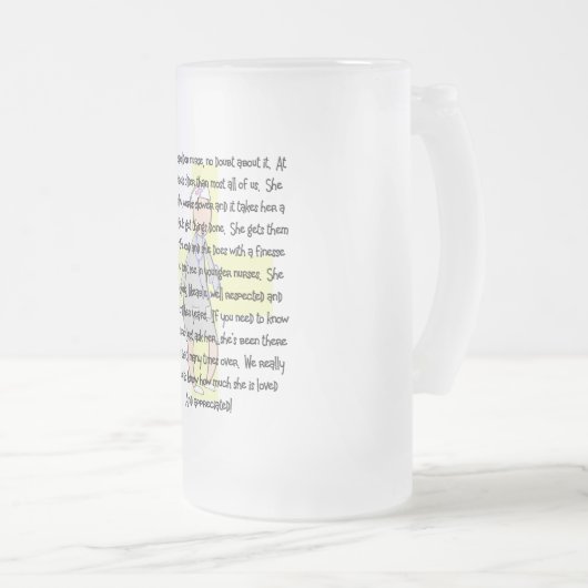 Verpleegkundigen, ouderen en verzorgingsartikelen  matglas bierpul (Voorkant rechts)