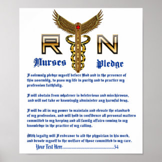 Verpleegkundigen Pledge 11x13 Uitzicht over design Poster