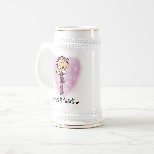 Verpleegkundigen R Angels T-shirts en cadeautjes Bierpul (Voorkant links)