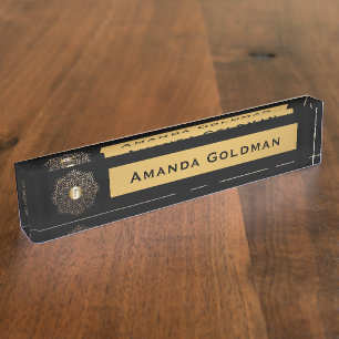 Verpleegkundigen RN LPN Verpleegmonogram Black Gol Naambordje