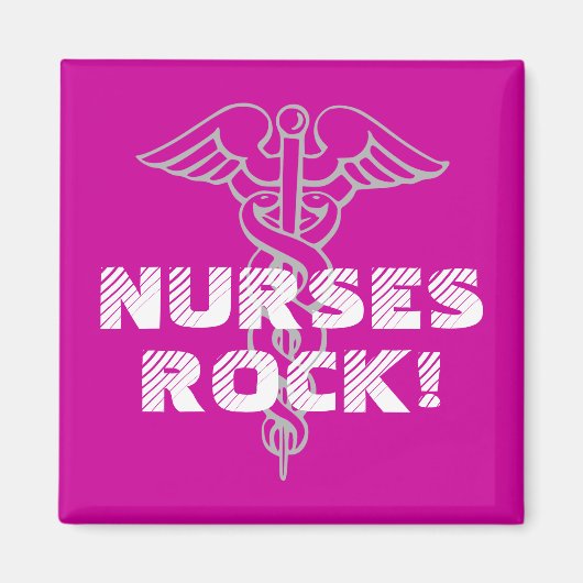 Verpleegkundigen Rock! Magneet met caduceus symboo (Voorkant)