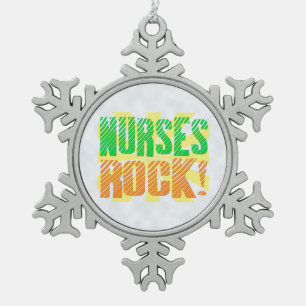 Verpleegkundigen Rock, Oranje/Green Fun Nurse Tin Sneeuwvlok Ornament