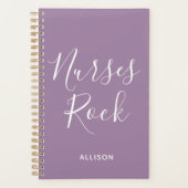 Verpleegkundigen Rock Paars en White Script Persoo Planner (Voorkant)