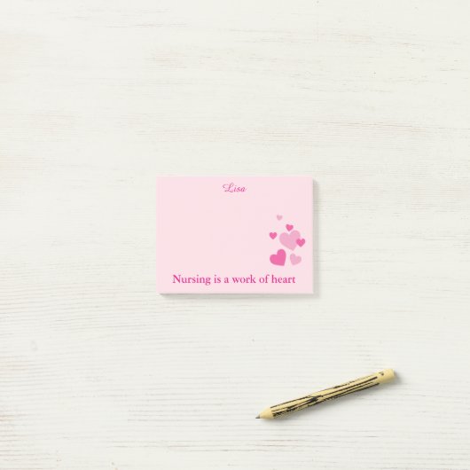 Verpleegkundigen roze harten post-it® notes (Op bureau)