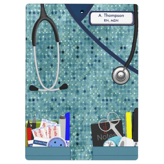 Verpleegkundigen scrobs in het Blauwgroen patroonk Klembord (Achterkant)