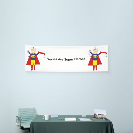Verpleegkundigen Super Heroes (Blonde) Spandoek (Beurs)