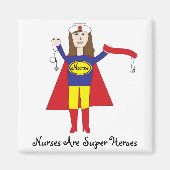 Verpleegkundigen Super Heroes (Brunette) Magneet (Voorkant)