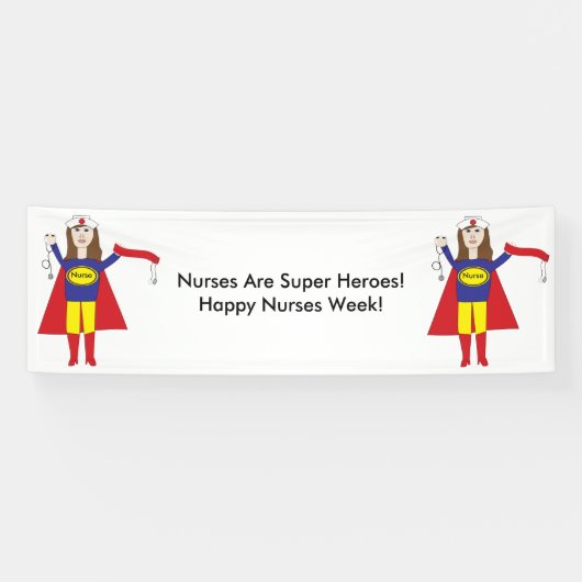 Verpleegkundigen Super Heroes (Brunette) Personali Spandoek (Horizontaal)