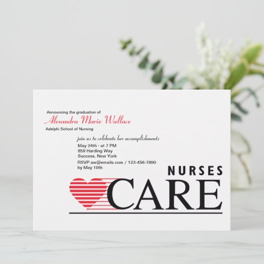 Verpleegkundigen Uitnodiging tot Afstuderen voor v (Staand voorkant)