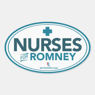 Verpleegkundigen voor Mitt Romney 2012 (ovaal tick Ovale Sticker