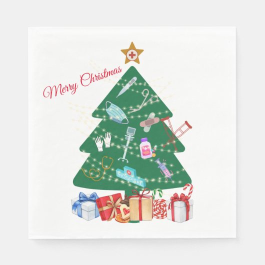 Verpleegkundigen Vrolijk Kerstfeest Servetten (Voorkant)