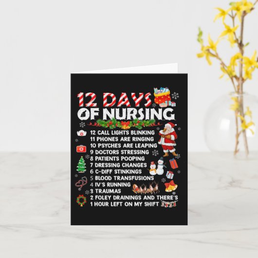 Verpleegkundigen Vrolijk Kerstplezier 12 Dagen Ver Kaart (Gele Bloem)