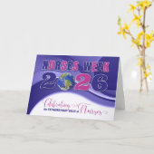 Verpleegkundigen Week 2026 Paarse en Roze Wereldfe Kaart (Gele Bloem)