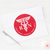 Verpleegkundigen Week/Dag, witte caduceus RN Ronde Sticker (Envelop)