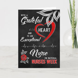Verpleegkundigen Week Grateful Red Heart White Ros Bedankkaart