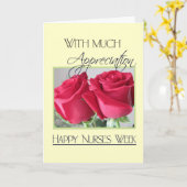 Verpleegkundigen Week Waardering-Twee Rode Rozen Kaart (Gele Bloem)