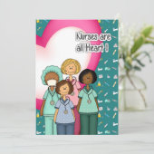 Verpleegkundigen zijn allemaal hart. Aangepaste vl Bedankkaart (Staand voorkant)