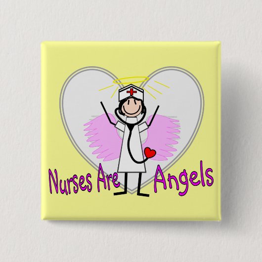 Verpleegkundigen zijn Angels Vierkante Button 5,1 Cm (Voorkant)