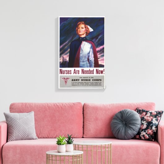 Verpleegkundigen zijn nu nodig -  WWII-Poster Canvas Afdruk (Insitu (Woonkamer))