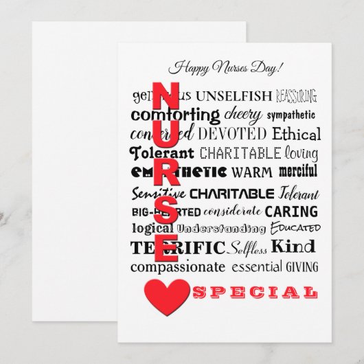 Verpleegkundigen zijn speciale Kaart (Voorkant / Achterkant)