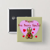 Verpleegkundigen zijn speciale Teddy Bear Gifts Vierkante Button 5,1 Cm (Voorkant /achterkant)