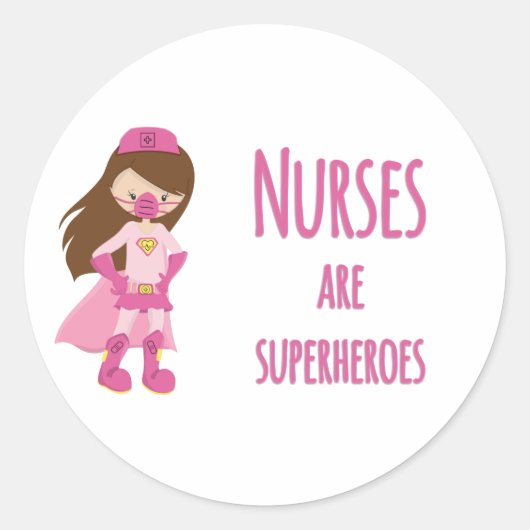 Verpleegkundigen zijn Superhelden Ronde Sticker (Voorkant)