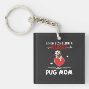 Verpleegkundigen Zuster- en Pug-mam Sleutelhanger