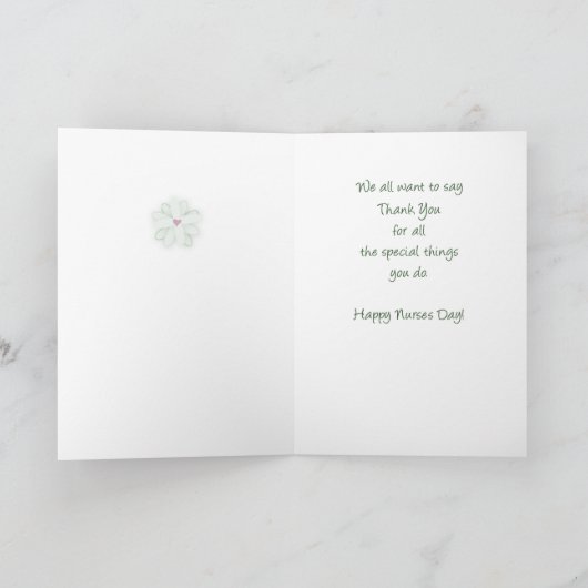 Verpleegkundigendag Dank u van ons allen, Groene G Bedankkaart (Binnen)