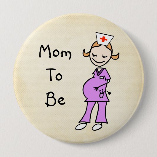 Verpleegmoeder om te zijn, beige ronde button 4,0 cm (Voorkant)