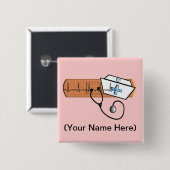 Verpleegnaaktbadge (voeg uw naam toe) vierkante button 5,1 cm (Voorkant /achterkant)