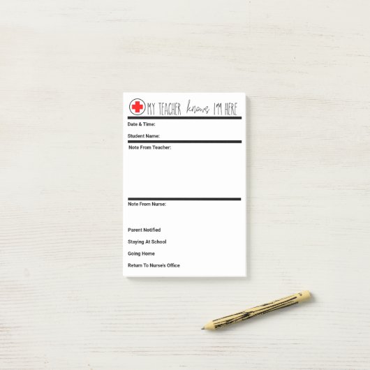 verpleegpas voor elke schoolinstelling; schoolverp post-it® notes (Op bureau)