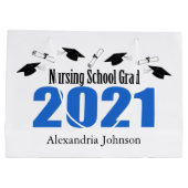 Verpleegschool 2021 Afstuderen Gift Bag (blauw Pet Groot Cadeauzakje (Achterkant)