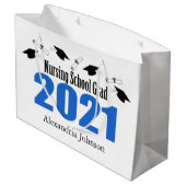 Verpleegschool 2021 Afstuderen Gift Bag (blauw Pet Groot Cadeauzakje (Achterkant Gekanteld)