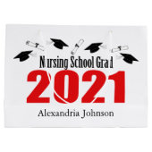 Verpleegschool 2021 Afstuderen Gift Bag (Rode Pett Groot Cadeauzakje (Achterkant)