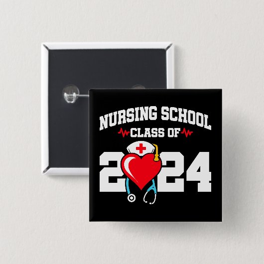 Verpleegschool Afstuderen 2024 Verpleegkundig Afst Vierkante Button 5,1 Cm (Voorkant /achterkant)