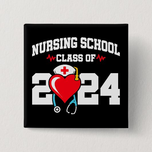 Verpleegschool Afstuderen 2024 Verpleegkundig Afst Vierkante Button 5,1 Cm (Voorkant)