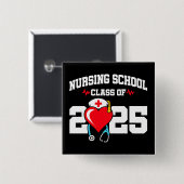 Verpleegschool Afstuderen 2025 Verpleegkundig Afst Vierkante Button 5,1 Cm (Voorkant /achterkant)