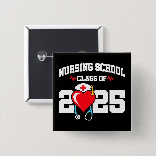 Verpleegschool Afstuderen 2025 Verpleegkundig Afst Vierkante Button 5,1 Cm (Voorkant /achterkant)