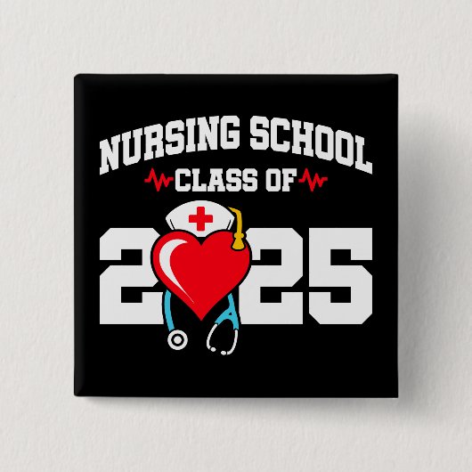 Verpleegschool Afstuderen 2025 Verpleegkundig Afst Vierkante Button 5,1 Cm (Voorkant)