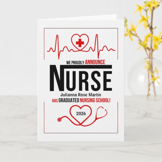 Verpleegschool Afstuderen aankondiging met naam (Gele Bloem)