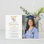 Verpleegschool Afstuderen Caduceum Paarse Rozen Kaart (Staand voorkant)