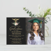 Verpleegschool Afstuderen Caduceum Rozen Zwart Kaart (Staand voorkant)