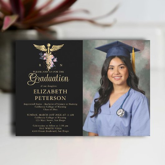 Verpleegschool Afstuderen Caduceum Rozen Zwart Kaart