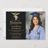 Verpleegschool Afstuderen Caduceum Rozen Zwart Kaart (Voorkant)