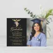 Verpleegschool Afstuderen Caduceum Rozen Zwart Kaart (Staand voorkant)