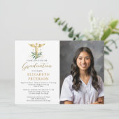 Verpleegschool Afstuderen Goud Caduceum groen Kaart (Staand voorkant)