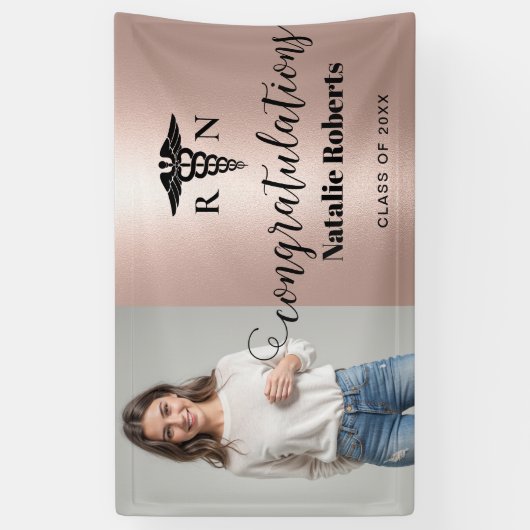 Verpleegschool Afstuderen Modern Roos Gold Foto Spandoek (Verticaal)