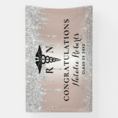 Verpleegschool Afstuderen Moderne Roos Gold Silver Spandoek (Verticaal)