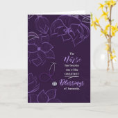 Verpleegschool Afstuderen plum Botanical Stethosco Kaart (Gele Bloem)