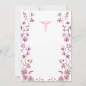 Verpleegschool Afstuderen Roze Caduceum Wildflower Kaart (Achterkant)